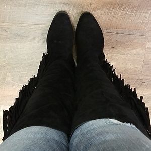 wide width fringe boots